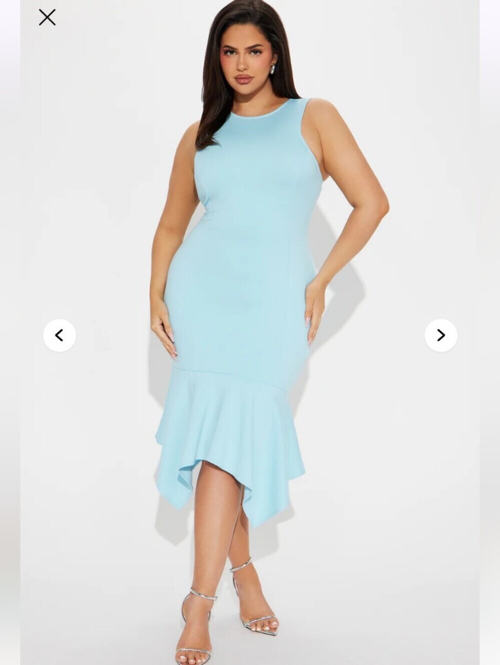 Fashion Nova My Cup of Tea Body Sculpting Midi Dress - Light Blue 1X (NWOT)